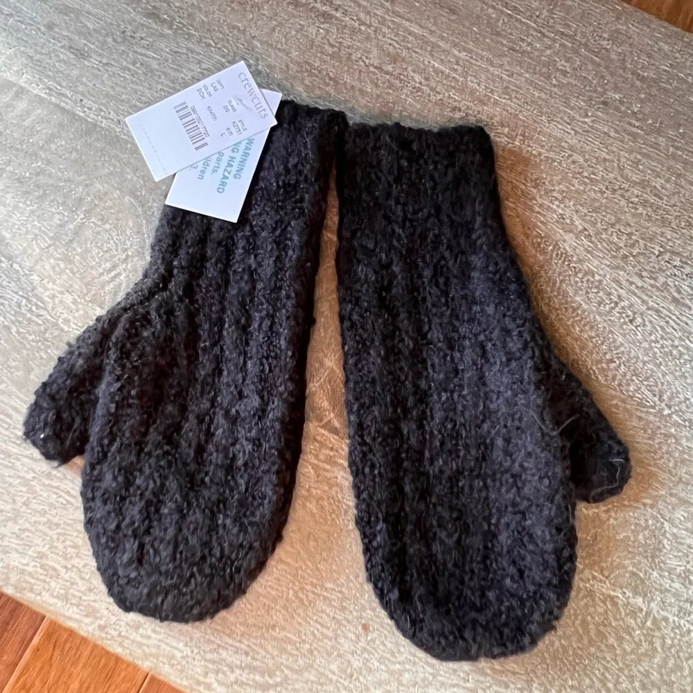 J. Crew Crewcuts Black Panda Bear Paw Mittens NWT - Picture 1 of 6
